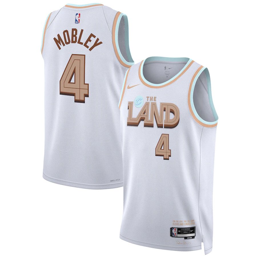 Men Cleveland Cavaliers #4 Evan Mobley Nike White City Edition 2022-23 Swingman NBA Jersey